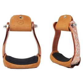 CHALLENGER Horse Western Bronze Engraved Rhinestone Barrel Racing Aluminum Show Stirrups 51179BZ