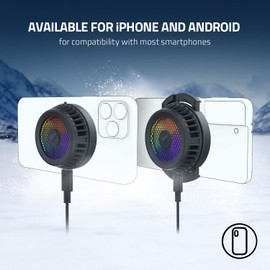 Razer Phone Cooler Chroma (MagSafe) - Smartphone Cooling Fan Chroma RGB (Compatibility with Magsafe, Advanced Cooling Technology, Twelve RGB LEDs, USB Type-C) Black