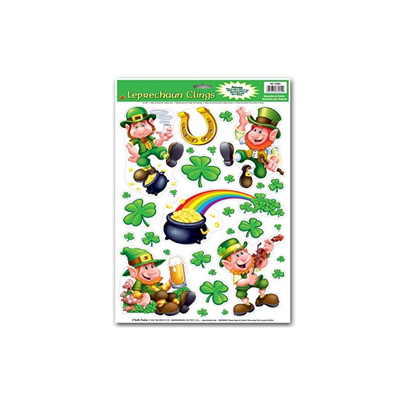 Leprechaun/Shamrock Clings Party Accessory (1 count) (10/Sh)