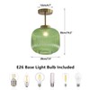 KCO Lighting Green Glass Ceiling Light Fixture Brushed Gold Flush