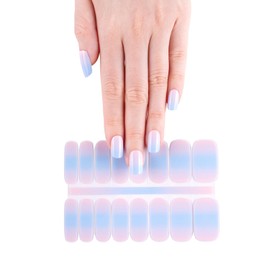 NKA Semi Cured Gel Nail Strips-16 Extra Long Double Ended Nail Wraps-UV Lamp curing Nail Stickers-SUNSET