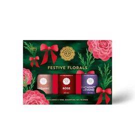 Festive Florals Essential Oil Blend Set | Jasmine, Rose & Enchanting Lavender | Aromatherapy Oils for Diffusers & Holiday Self-Care | Gift Set of 3