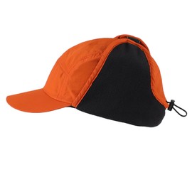 Decentron Mens Winter Hat with Brim Fleece Earflaps Hat Baseball Trapper Hat Dark Orange