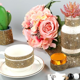 Outus 12000 Pcs Bling Bling Rhinestone Sheet Rhinestones Sticker DIY Car Decoration Sticker Self Adhesive Glitter Crystal Gem Stickers for Car Decoration, 9.4 x 7.9 Inch(Gold)