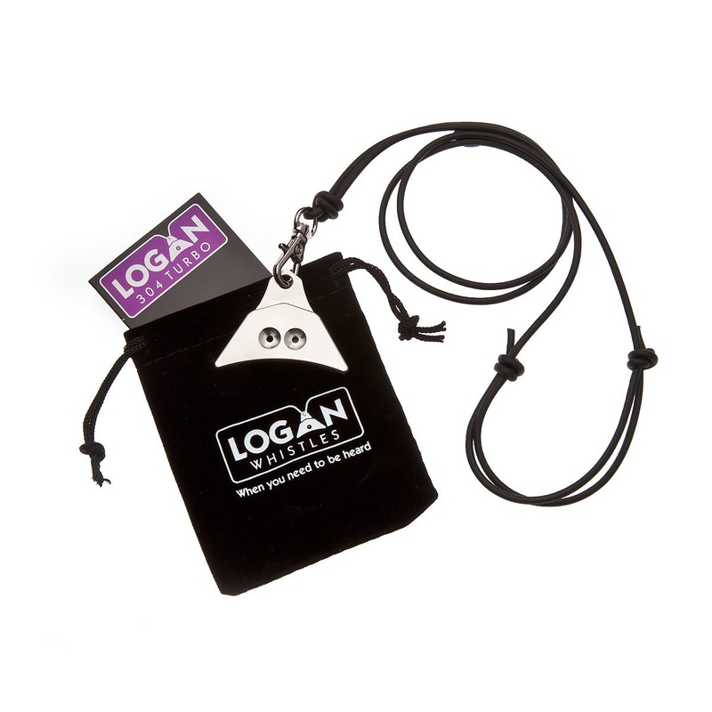 Logan 304 Turbo Shepherds Whistle & Leather Lanyard, Stainless Steel