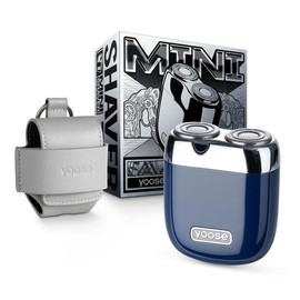 yoose Mini Shaver, Portable Alloy Electric Shavers for Men, Cordless Rechargeable Travel Shaver, Dry Shave, IPX7 Waterproof, Battery Indicator, Travel Lock, Electric Razor with Travel Case - Color: Blue