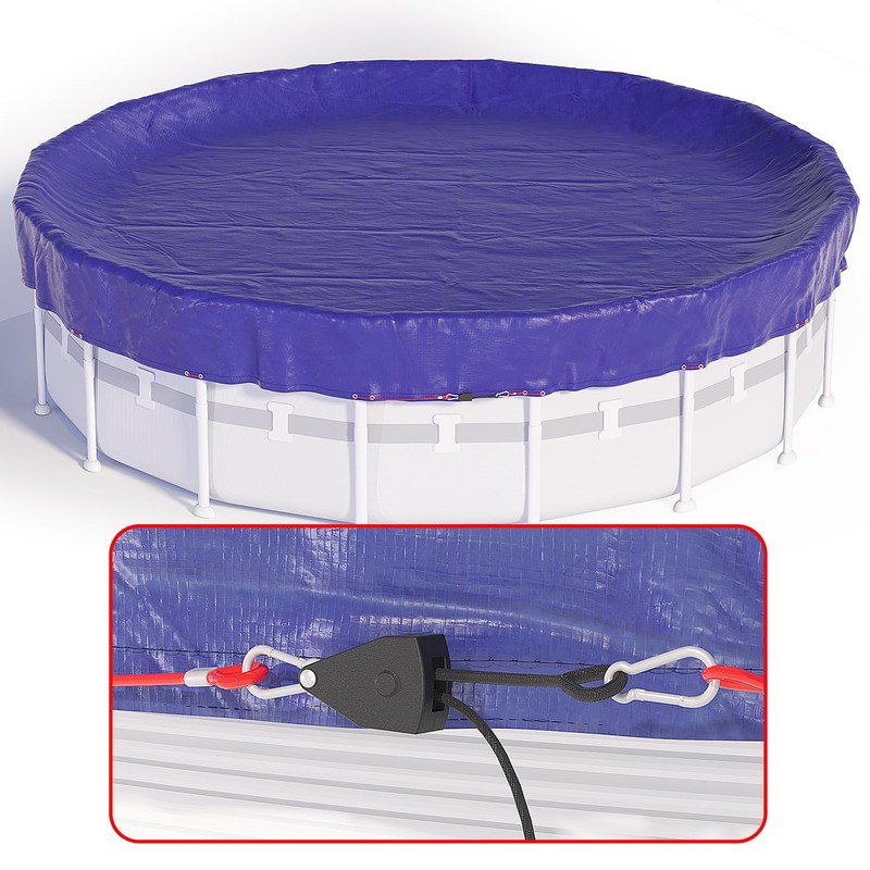 18 FT Round Pool Cover, [ 2025 Upgraded ] Above