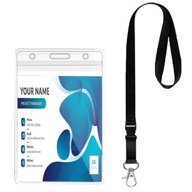 Fhlbestyu ID Sleeves for Lanyards 1/2 Set, ID Card Holder, Transparent and Waterproof ID Sleeves for ID Clip