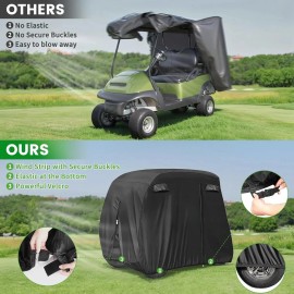 Aftermarket All Weather 2 Passenger Golf Cart Cover Black Fits Yamaha EZGO and Club Car