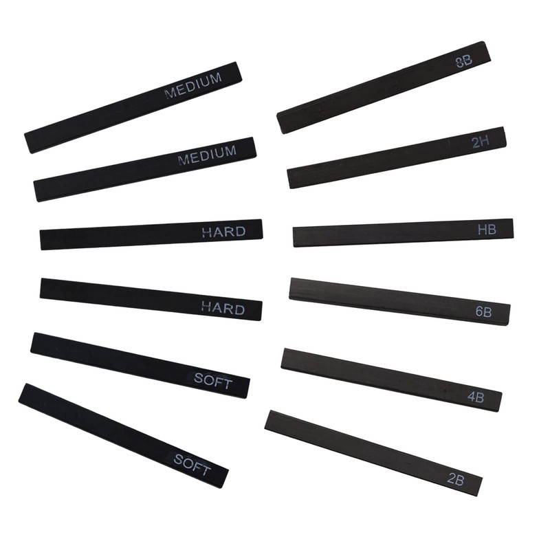 12 Pieces Graphite Material Sticks with 3 Blending Stumps, Square
