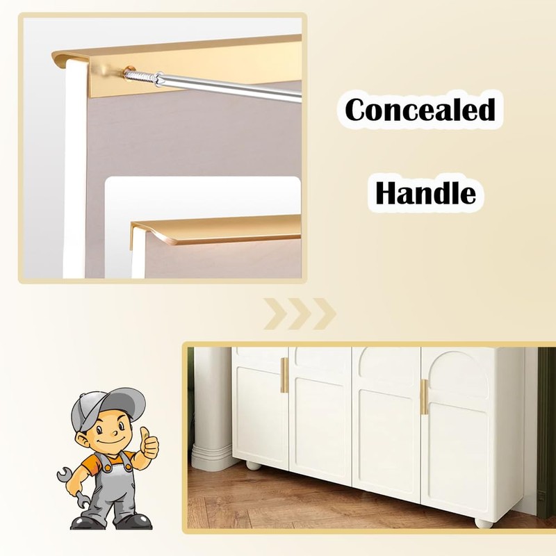 YUEYIXII 2 Pack Finger Edge Pull Golden Kitchen Cupboard Handles