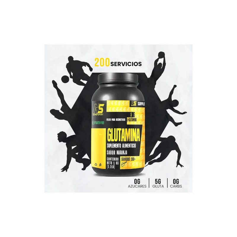 Suplemento En Polvo Glutamina Hiper Sport 1kg Varios Sabores