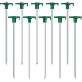 10 Pack Tent Pegs Metal Heavy Duty Camping Pegs Awning Pegs Hard Ground Tent Pegs Rock Pegs for Awnings, Heavy Duty Tent Pegs for Hard Ground, Camping, Tents,Tarpaulin(green)