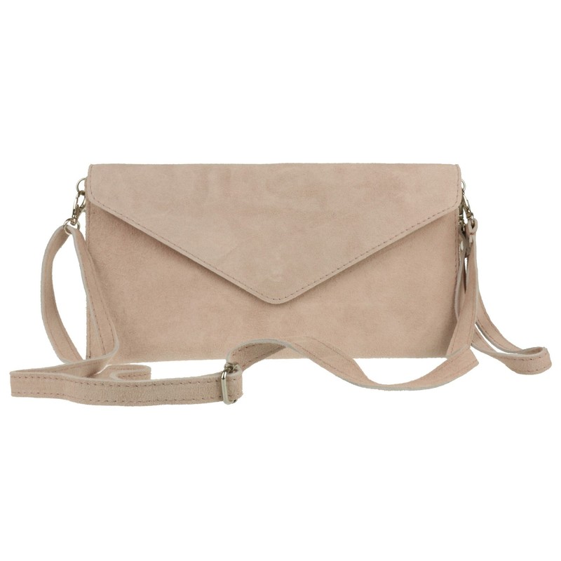 Girly Handbags Womens Italian Suede Leather Clutch Bag Pinky Nude