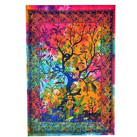 AVA Collections Multicolored Wall Hanging TREE OF LIFE Tapestries Hippie Tie Dye Bohemian Boho Table Cover Wall Art Decor For Bedroom, Dorm and Living Room(Multi, 85 x 54 inches)
