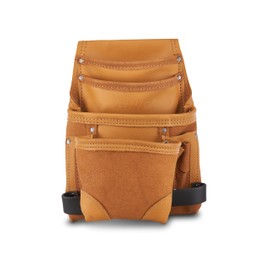 AWP Genuine Leather Premium Tool Pouch Multi-Pocket Organizer for Electricians, Compatible with Work Belts Up to 3 Inches Wide, Professional Tool Box for Efficient Organization, Tan | LT-683-3