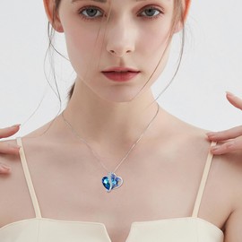 AOBOCO Dragonfly Necklace for Women 925 Sterling Silver with Blue Heart Crystal Jewelry Mothers Day Gifts for Mother Daughter (Dragonfly)