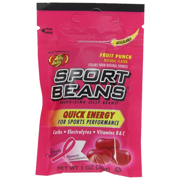 Jelly Belly Sport Beans, Fruit Punch Energizing Jelly Beans, 1-Ounce Bags (Pack of 24)