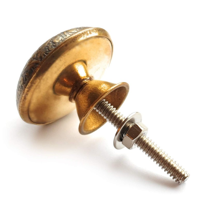 Set of 6 Brass Grey Cabinet Knobs - Kitchen Cabinet