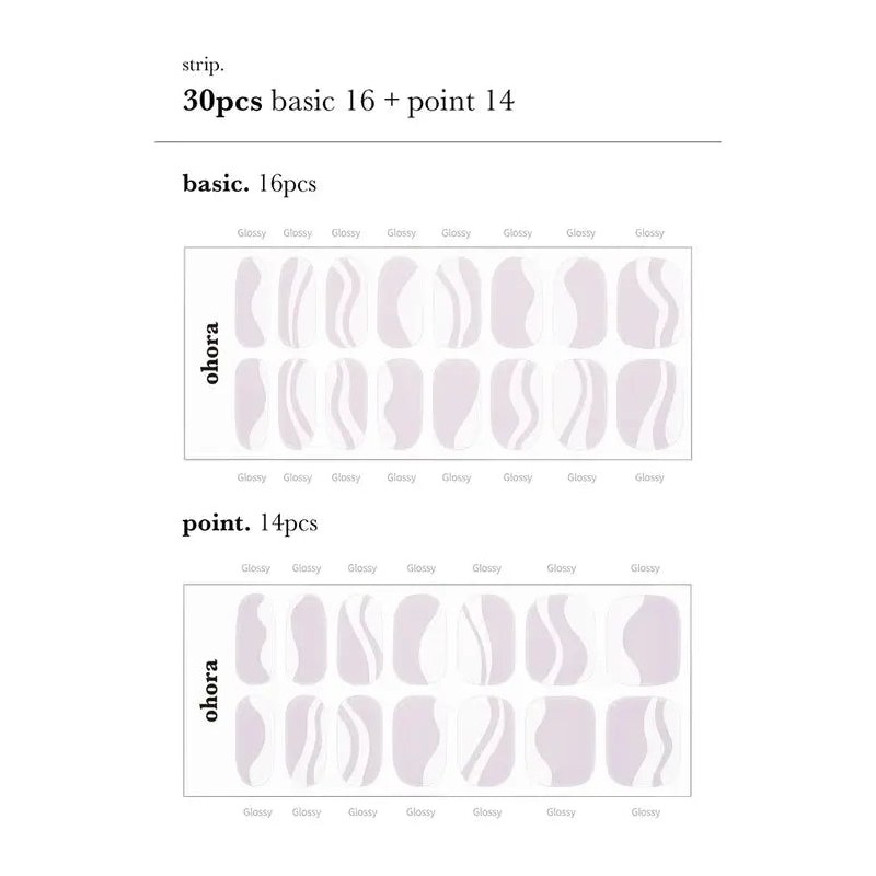 Ohora Semi Cured Gel Nail Strips N White Swirl
