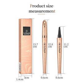 Tkekruh 2PC Augenbrauenstift, Wischfest Wasserfest Flüssiger Augenbrauenstift, mit Vier Gabelspitzen Micro-Fork Spitze, Natürliche und langlebig für Frauen und Mädchen（Dunkler Kaffee+Schwarz）