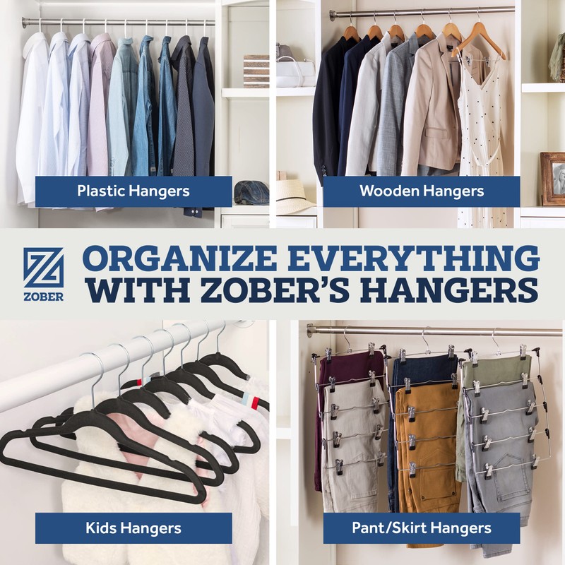 Zober Pants Hangers Non Slip - 20 Pack Open Ended