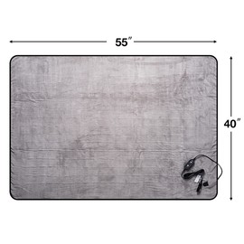 trimate Electric Car Heating Blanket Plush 3 Heat Settings, Auto Shutoff, Washable, 55 X 40, Plugs into Cars 12v and Trucks 24v Outlet, Great for Cold Weather, Tailgating, Emergency Kits, Gray