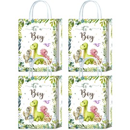 16 Pieces It's a Boy Baby Shower Party Favors Bags,Dinosaur Baby Shower Snacks Treat Candy Gift Favors Bags with Handles for Boy Gender Reveal Party Decorations