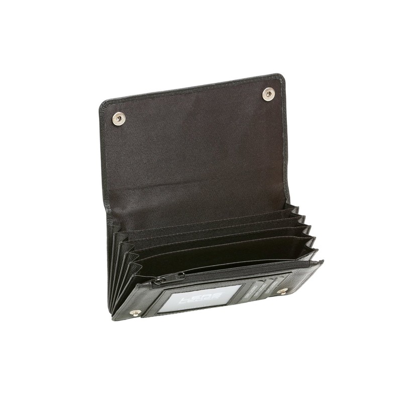 Biker Trucker Wallet Long Format Genuine Leather Black, black