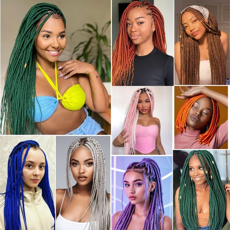 Beauday 24 Inch Green Pre Stretched Braiding Hair Extensions
