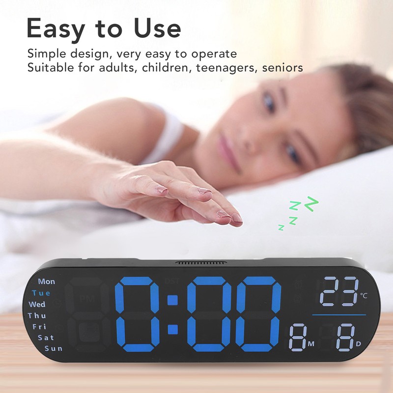 Digital Wall Clock Large Display with Remote Control Auto Brightness