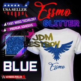 20"x108" (1.66FTx9FT) Royal Blue Glitter Heat Transfer Vinyl Best HTV for Silhouettee Cameo and Cricut Sheet DIY Iron On Heat Press T-Shirt Clothes and Other Textiles
