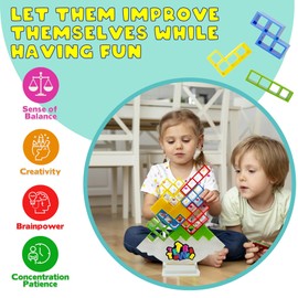 Affandi 48 Pcs Tetra Tower Balance Stacking Blocks Game, Tetra Tower 3D Game for 2+ Players, Perfect Balance Game for Kids, Teens & Adults Family, Party, Toys & Gift.