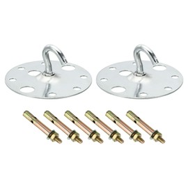 PATIKIL 203lbs 75mm Steel Ceiling Hooks, 2pcs Ceiling Fan Hook Pad Eyes Plate Wall Hanger Hardware with Mounting Screws for Hanging Lamp Plant Baskets