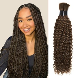 #4 Human Hair for Boho Braids 18 Inch Boho Hair for Braiding 2 Bundles 110g Curly Human Hair for Boho Braids 12A Boho Braids for Human Hair Bulk (#4, 18inch)