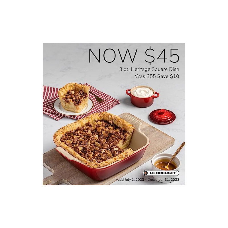 Le Creuset Stoneware Heritage Square Dish, 3 qt. (9"), Cerise