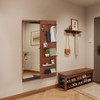 Rubber Wood Wall-Mounted Full-Length Mirror with Adjustable Shelves - Push-Pull