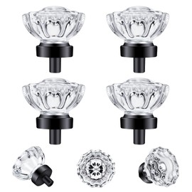 SHINY HANDLES 4 Pack Crystal Knobs Drawer Knobs Vintage,Glass Crystal knobs for Dresser Drawers Cabinets,Matte Black