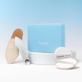 PICCASSO [Picasso] 2-in-1 base 3-piece set (2-way spatula + 2 puffs + multi-case blue) / [피카소] 투인원 베이스 3종 세트(투웨이 스파츌라+퍼프2p+멀티케이스 블루)