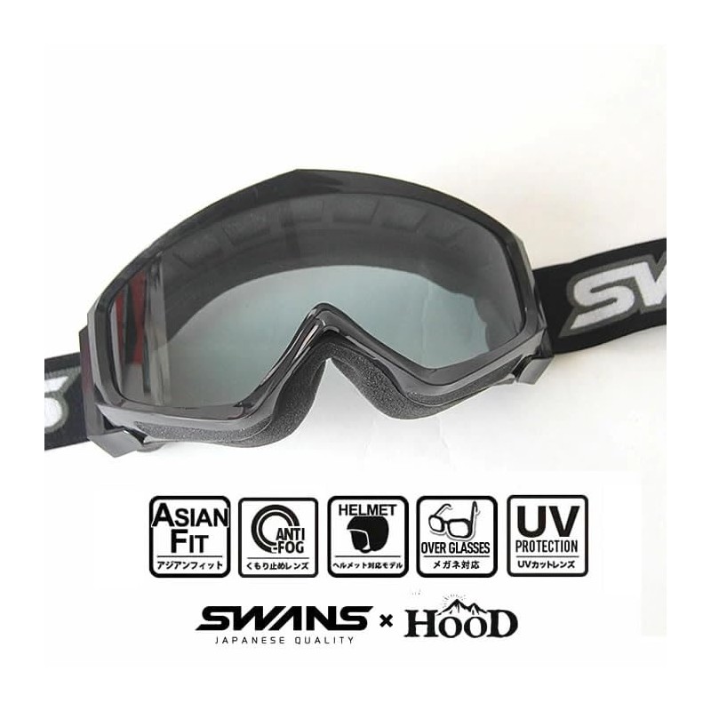 Swans GUEST-H HOOD Goggles, Compatible with Glasses, Helmet Compatible