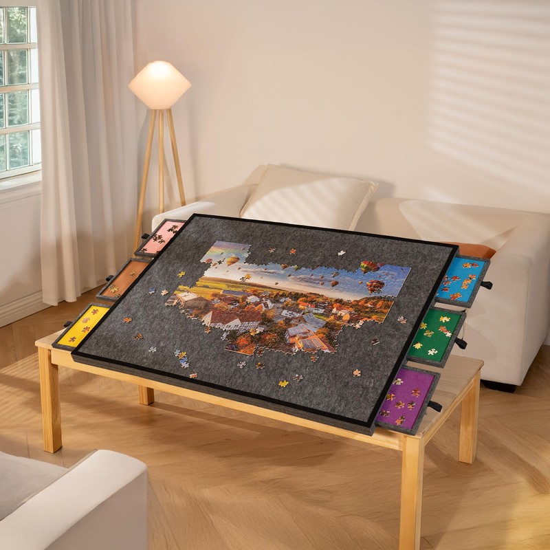 Tektalk 2000 Piece Foldable Jigsaw Puzzle Table with Cover, 3-Tilting-Angle