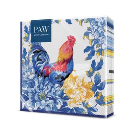 PAW - Tovaglioli di Carta Colorati (33 x 33 cm) I 20 Pezzi I Tovaglioli Compleanno I Gallo, Pasqua I 3 veli I Tovaglioli di Carta Decorati per Compleanni e Feste - Rustic Morning