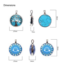 Toaob Tree of Life Pendants Metal Frame with Natural Stones Healing Crystal 27 mm for Jewellery Accessories Pack of 12, Stone