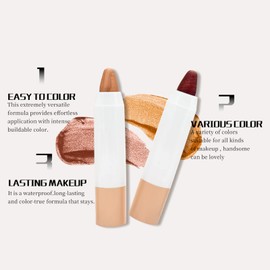 AURONUT 7pcs Cream Eyeshadow Stick Sets, Shimmer Eyeshadow Crayon Pencil, Shimmer And Matte Eye Pencil, Brightener Highlighter Eyeliner Crayon Makeup Gift Set