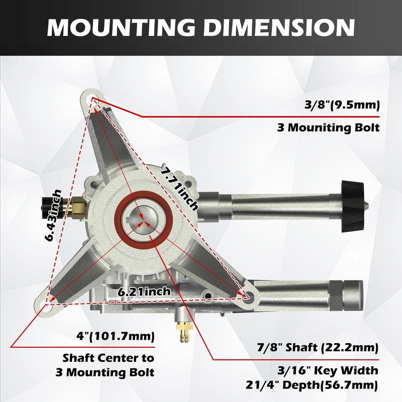 AgiiMan 7/8" Shaft Vertical Pressure Washer Pump Head, Max 2940PSI
