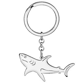 BONSNY Niedliche Edelstahl Hai Schlüsselanhänger Ozean Tier Schmuck Geschenk für Frauen Damen Autoschlüssel Handtasche Rucksäcke Zubehör (SK071-Silber)