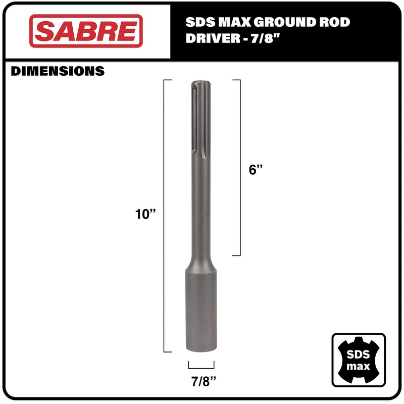 Sabre Tools 7/8 Inch SDS MAX Ground Rod Driver Bit