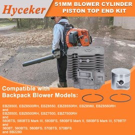 Hyceker EBZ8550 Cylinder Piston Top End Kit for Redmax EBZ7500 EBZ8500 EBZ6500 Husqvarna 580BTS 580BFS 578BTF 570BTS 570BFS 560BTS 560BFS Backpack Leaf Blower Parts Cylinder Head Assembly Gaskets Kit