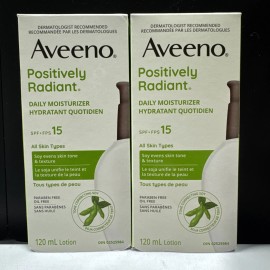 Aveeno 2x Aveeno Positively Radiant SPF 15 Daily Moisturizer 120ml All Skin Exp.02/2027