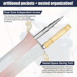 Rope Splicing Tools,Stainless Steel Line Braiding Set Tool Include 5 Sizes 1/4" 5/16" 3/8" 7/16" 1/2" and 1pcs Pusher,Ropes FID Kit for Splicing Double Braid Eye Rope